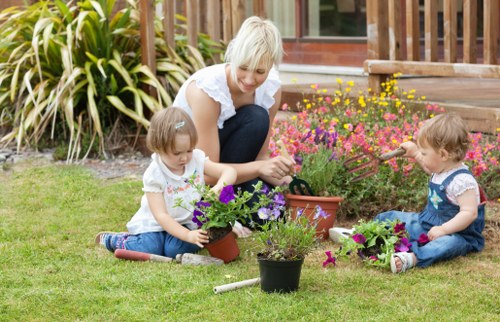 Hard landscaping and soft planting in a Marks Gate outdoor space